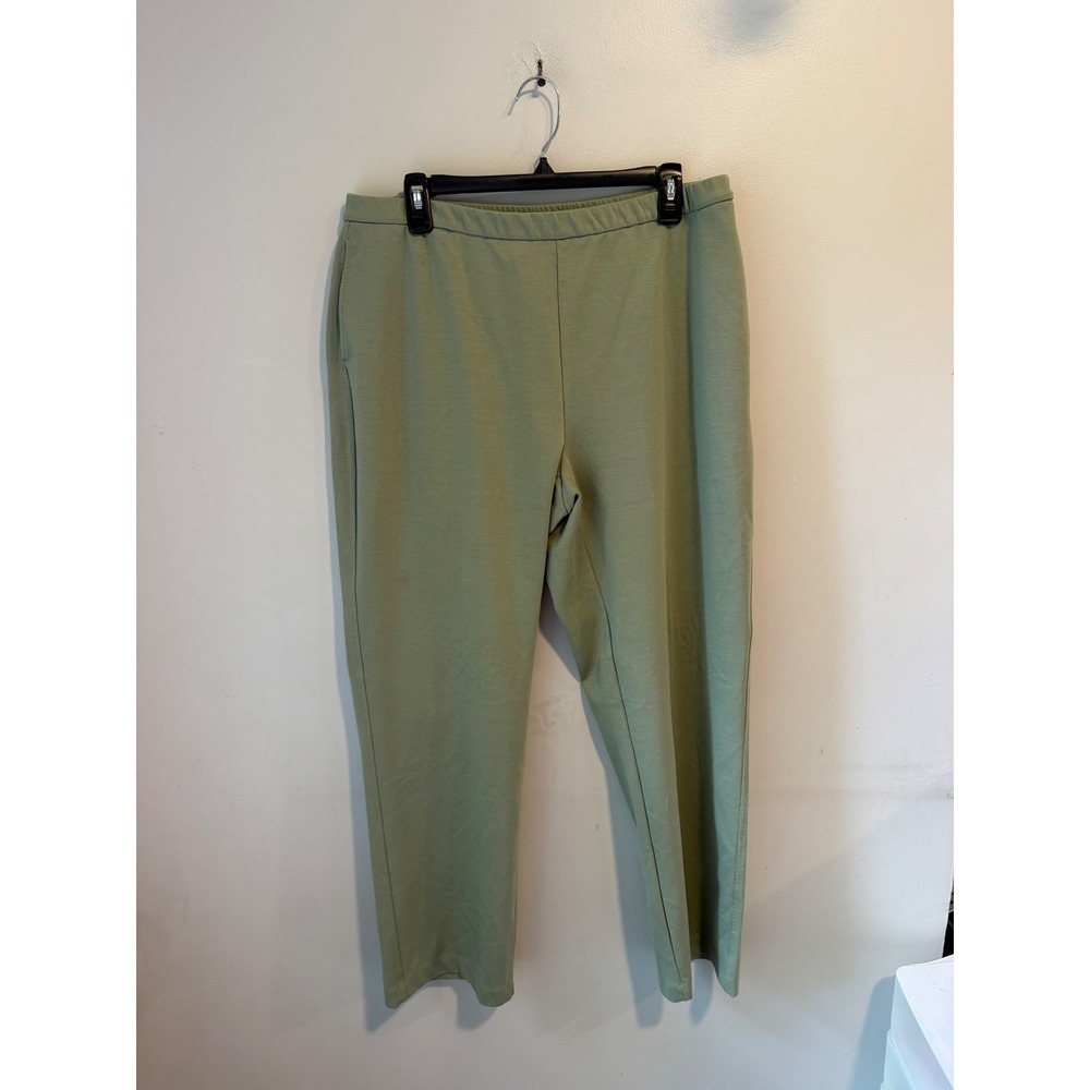 Allison Daley Womens Sage Green Knit Pull On Straight Leg Pants Size 16 Pocket